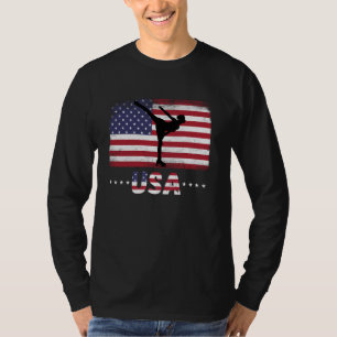 American Flag ice skating USA Patriotic Team T-Shirt
