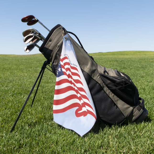 American Flag Illustration Stars & Stripes Forever Golf Towel (Green)