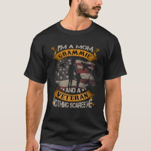 American Flag I'm A Mom Grammie And A Veteran 4th  T-Shirt