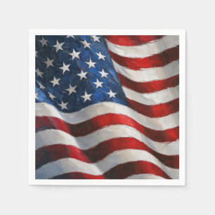 American Flag Impasto Paint Art Napkin