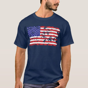 American Flag in a Distressed Pattern T-Shirt