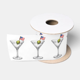 American Flag in a Martini Satin Ribbon