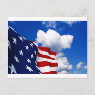 American Flag in blue skies Postcard