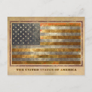American Flag In Gold Leaf Postcard