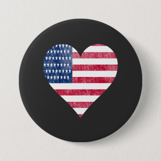 American flag in heart 3 inch round button
