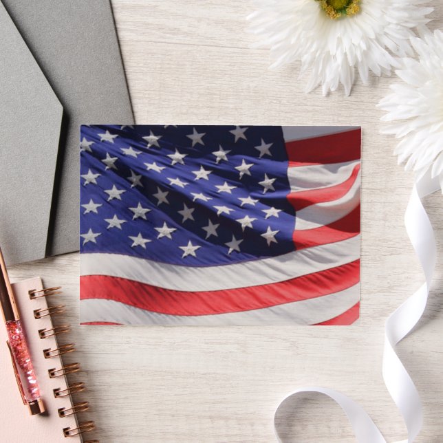 American Flag in the Wind Vellum Invitations (Wedding)