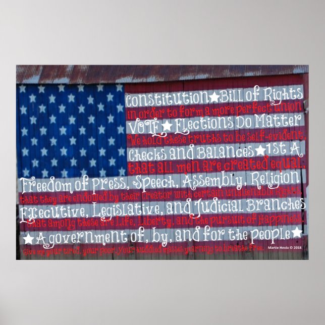 American Flag in Words - Poster WordArt™ (Devant)