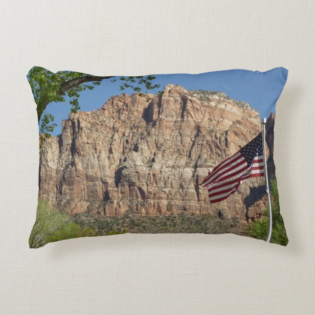 American Flag in Zion National Park I Accent Pillow (Front)