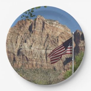 American Flag in Zion National Park I Paper Plate