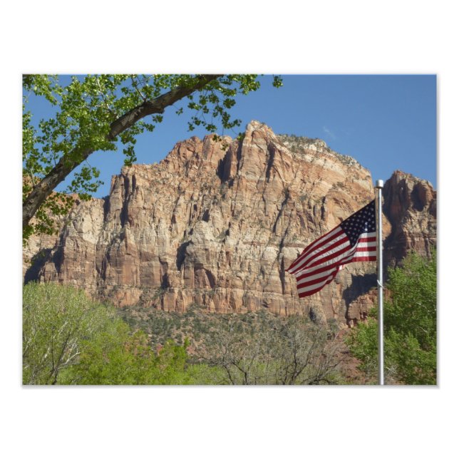 American Flag in Zion National Park I Photo Print (Front)