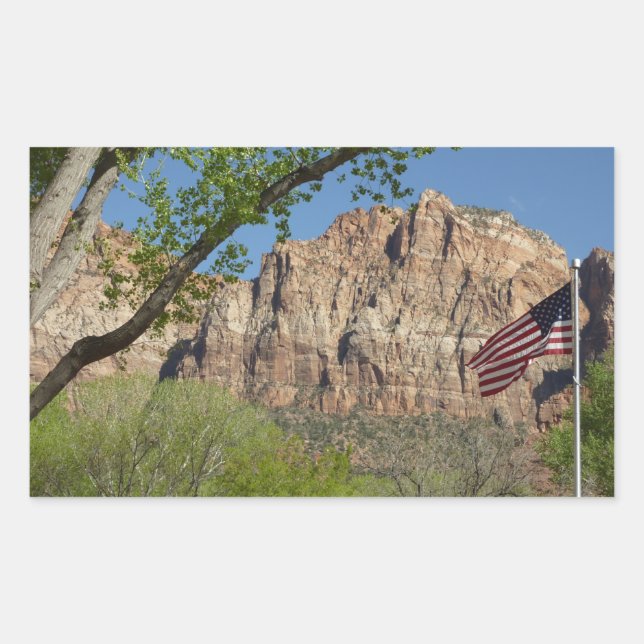 American Flag in Zion National Park I Sticker (Front)
