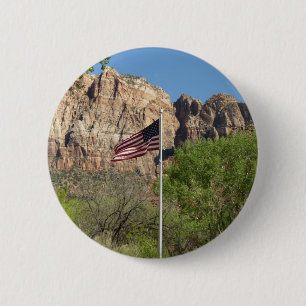 American Flag in Zion National Park II 2 Inch Round Button