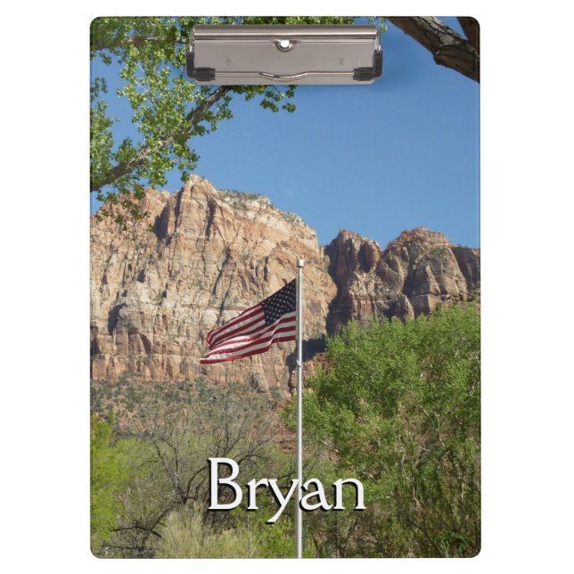 American Flag in Zion National Park II Clipboard (Front)