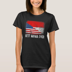 American Flag & Indonesia Flag Best Mama Ever Fami T-Shirt