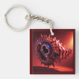 American Flag Infused Onto Mandelbrot Tube Keychain