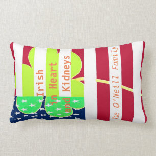 American Flag Irish Shamrock Clover St. Patrick Lumbar Pillow