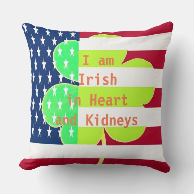 American Flag Irish Shamrock Clover St. Patrick Throw Pillow (Front)