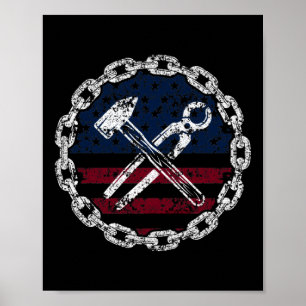 American Flag Ironworker and tools Poster