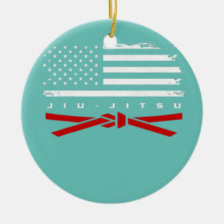 American Flag Jiu Jitsu Apparel Red Belt Jiu Ceramic Ornament