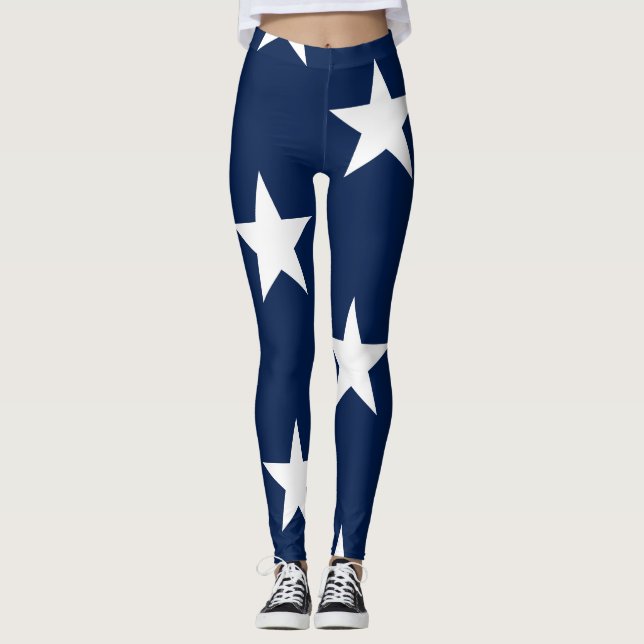 American Flag Jumbo-sized Stars Leggings (Front)