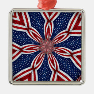 American Flag Kaleidoscope Abstract 1 Metal Ornament