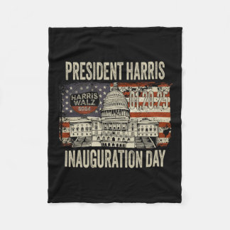 American Flag Kamala Harris President Inauguration Fleece Blanket