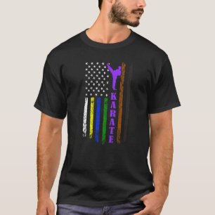 American Flag Karate Fighter With The Karate Belt  T-Shirt