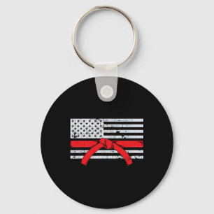 American Flag Karate Gift Tae Kwon Do Fighter Comt Keychain