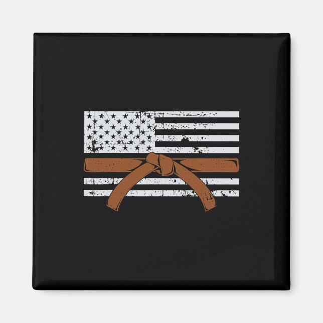 American Flag Karate Gift Tae Kwon Do Fighter Comt Magnet (Front)