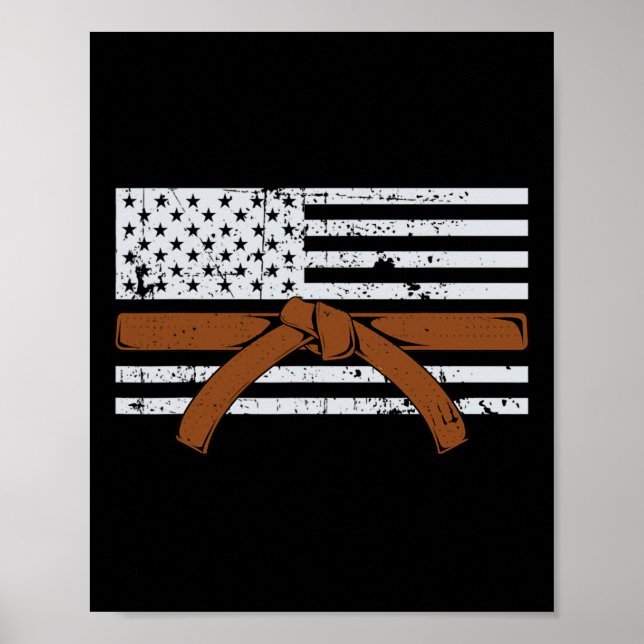 American Flag Karate Gift Tae Kwon Do Fighter Comt Poster (Front)