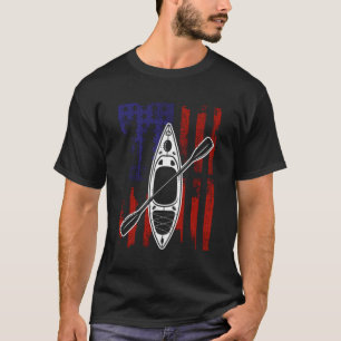 American Flag Kayak Kayaker Kayaking Canoeing T-Shirt