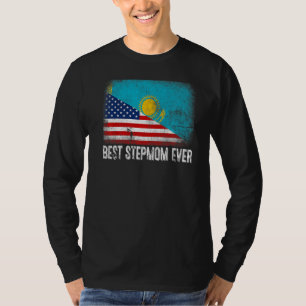 American Flag & Kazakhstan Flag Best Stepmom Ever T-Shirt
