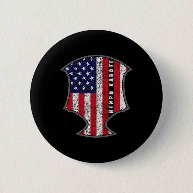 American Flag Kenpo Karate Fighter Patriotic Novel 2 Inch Round Button (Front)