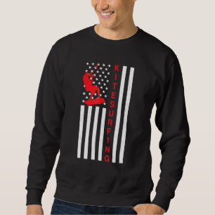 American Flag Kite Patriotic Kitesurfer Usa Kitesu Sweatshirt