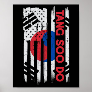 American Flag Korean Karate Vintage 4th July Novel Poster