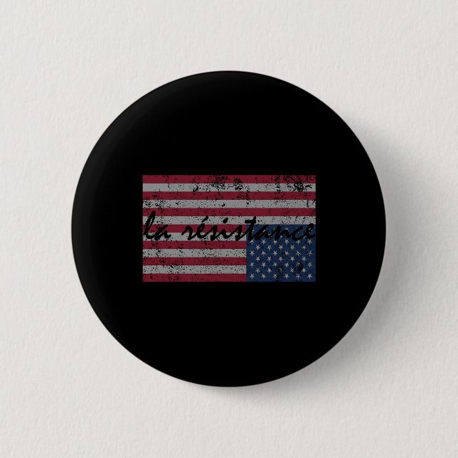 American Flag La Resistance Resist Upside Down Usa 2 Inch Round Button (Front)