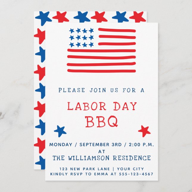 American Flag | Labour Day BBQ Invitation (Front/Back)