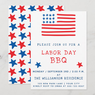 American Flag Labour Day BBQ Invitation