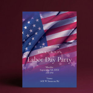 American Flag Labour Day Party Invitation