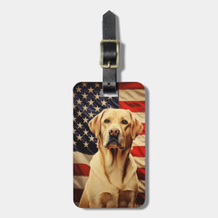 American Flag Labrador Luggage Tag