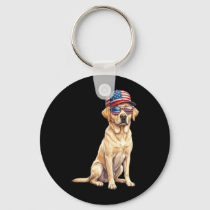 American Flag Labrador Retriever Dog Yellow Lab Keychain