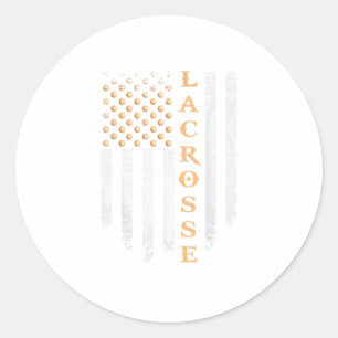 American Flag Lacrosse Player Patriotic Funny Classic Round Sticker