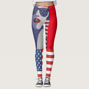 AMERICAN FLAG LADIES PATRIOTIC YOGA PANTS