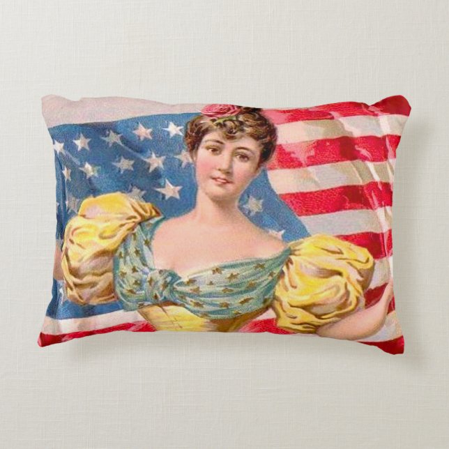 American Flag Lady Liberty Independence  Accent Pillow (Back)