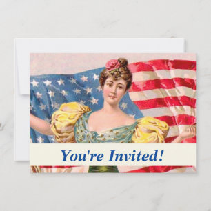 American Flag Lady Liberty Independence Invitation