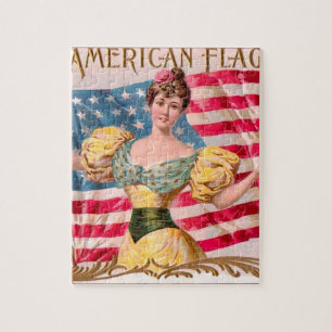 American Flag Lady Liberty Independence Jigsaw Puzzle