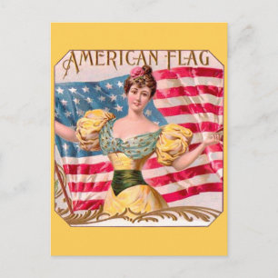 American Flag Lady Liberty Independence  Postcard