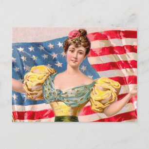 American Flag Lady Liberty Independence Postcard