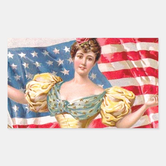 American Flag Lady Liberty Independence  Sticker (Front)