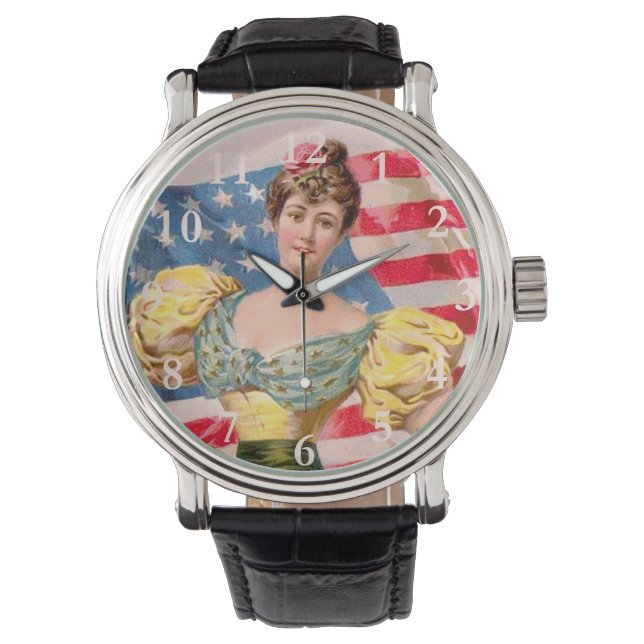 American Flag Lady Liberty Independence  Watch (Front)
